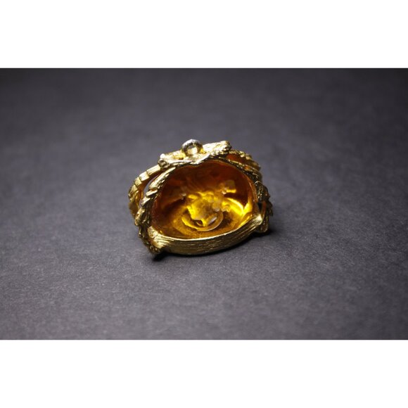 Vintage yellow glass Medusa intaglio fob, gentlemans watch fob - Picture 2 of 9